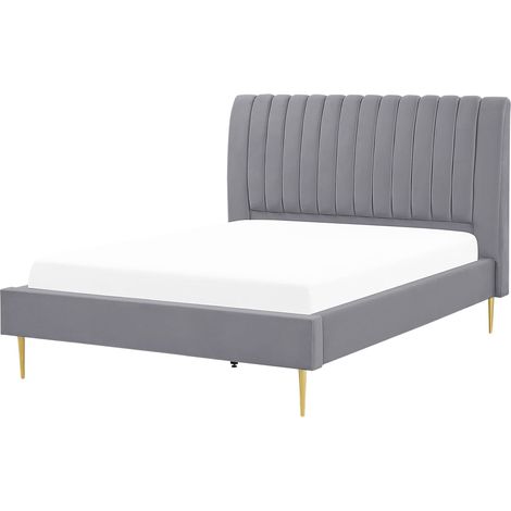 Bed Velvet MARVILLE 140 x 200 cm (EU Double) Grey (1/5)