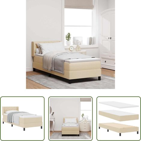 vidaXL Schlafzimmer - Boxspringbett mit Matratze mit Kopfteil Creme 200 x 80 cm Stoff (1/5)