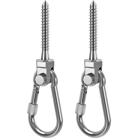2pcs Crochet de Hamac, M10 x 68mm Accroche de Balançoire avec Mousqueton Fixation Fauteuil Suspendu Pivot Ensemble Support Fixation Plafond Poutre pour Corde Yoga/Sac Frappe/Sac Sable,1500lb (1/5)