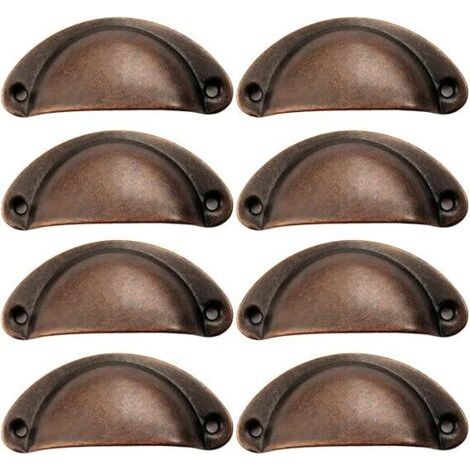 8 Stück Muschelgriff, Retro Muschelgriff, Schubladengriff, Möbelgriff, für Kleiderschränke, Schrank, Schubladen (Antikrot) (1/4)