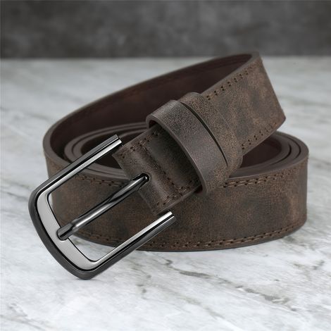 Ceinture homme patchwork de 8,9 cm de large avec boucle métallique, personnalisable, simple, idéale pour jeans, sport et loisirs, accessoire du quotidien, multifonctionnelle. (1/4)