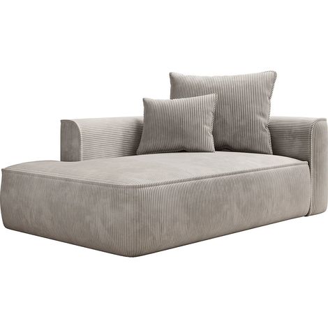 Méridienne gauche en velours côtelé beige PINETA (1/5)