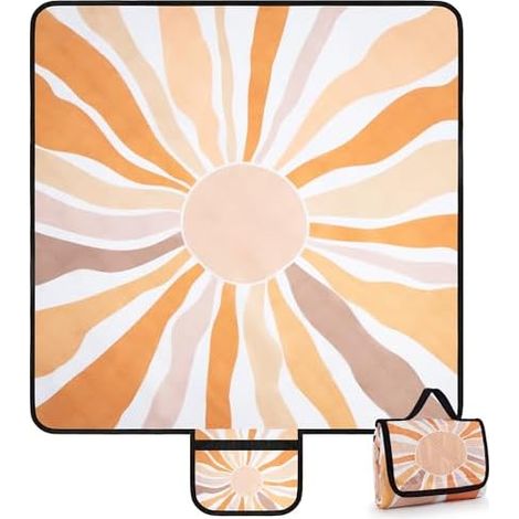 Groß Outdoor Picknickdecke, 200 x 200cm Wasserdicht Faltbare Stranddecke für 4-6 Personen, Leicht und Tragbar Campingdecke mit Tragegriff, Sandfrei Strandmatte für Strand, Picknick- Bohemian (1/5)
