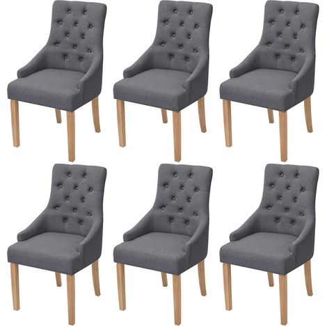 vidaXL Sillas de comedor 6 unidades tela gris oscuro (1/5)