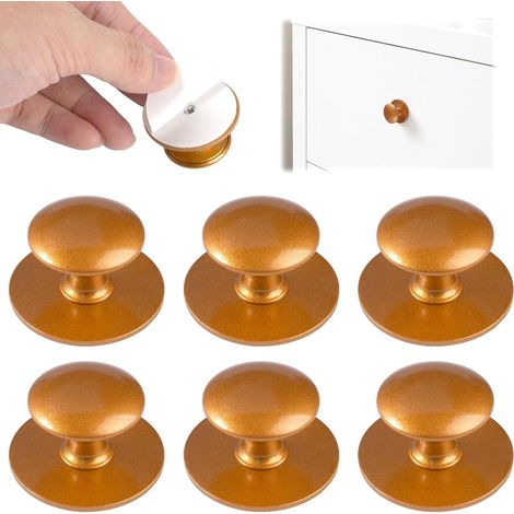 6 Pièces Bouton Porte Placard Rond Auto-Adhésifs, Dorés Bouton Meuble (1/5)