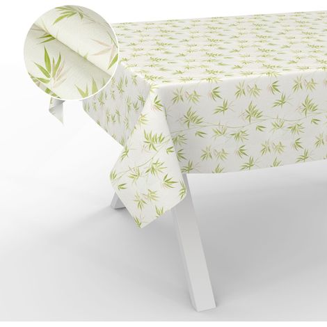 Nappe en Toile cirée Lavable, pour Table de Jardin, extérieur et intérieur, Bord coupé, Bambou, 200 x 140 cm (1/5)