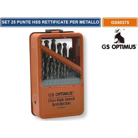 SET 25 PUNTE HSS RETTIFICATE DA Ø1-13 / 0.5mm PER METALLO ATTACCO CILINDRICO (1/4)