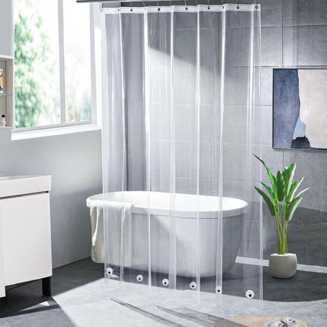 Rideau De Douche Interieur - Transparent - 183 x 183 Cm - Avec Aimants Et Anneaux Antirouille - Imperméable - Sans Odeur - EVA - 1 Piece (1/5)