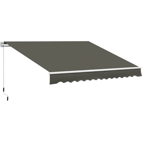 Store Banne Gareth Manuel Rétractable Alu Gris Terrasse Commerce 3,5x2,5m