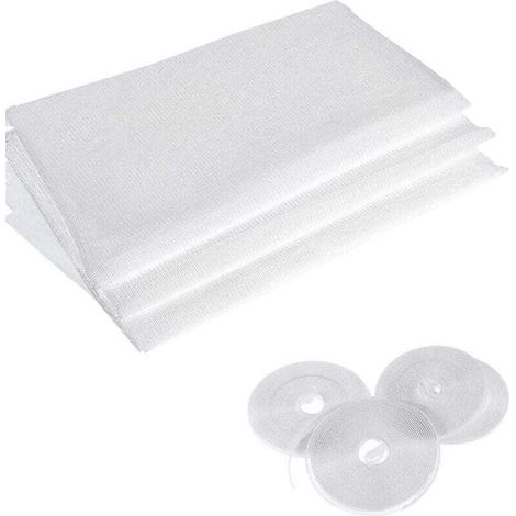 Lot de 4 moustiquaires Ulisem avec 4 rouleaux de ruban adhésif pour fenêtre, 1,3 x 1,5 m, blanc (1/4)