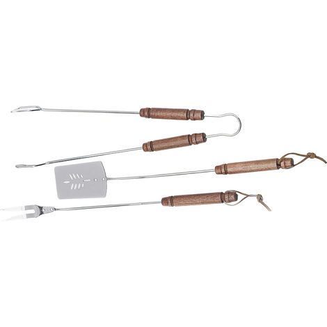Ompagrill SET UTENSILI PER BARBECUE 3 PEZZI: pinza, paletta, forchettone con manico da cm. 55 (1/2)