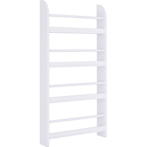 Bibliothèque murale HOMCOM à 4 étagères, bibliothèque pour enfants idéale pour la maison ou le bureau, charge maximale de 30 kg, 59 x 12 x 113 cm, blanche