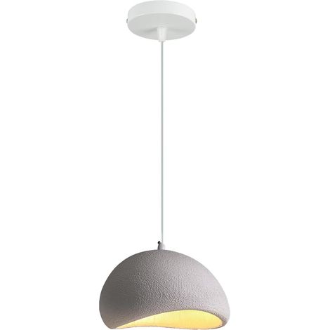 Lustre nordique créatif 30 CM suspension E27 abat‑jour pierre simulée réglable éclairage plafond gris pour salon chambre et salle à manger (1/5)