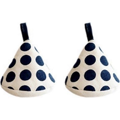 Gants isolants anti-brûlure bleus pour poignées de casseroles triangulaires (1/5)