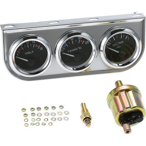 Jauge de température d'eau Celsius, pression d'huile 52MM, voltmètre chromé, Kit 3 en 1, compteur de voiture et de moto (1/5)