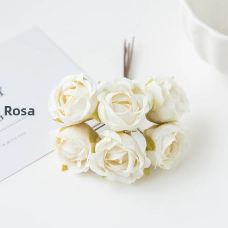 Broche décorative en soie artificielle de rose de thé pour mariage, cadeau DIY pour la mariée, ornement de Noël pour la maison et les pièces, 6 pièces (1/4)