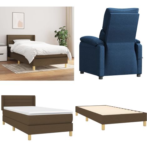 Boxspringbett mit Matratze Dunkelbraun 100x200 cm Stoff - Boxspringbett - Doppelbett - Lattenrost - Bettenrahmen - Massivholzbette - Home & Living (1/5)