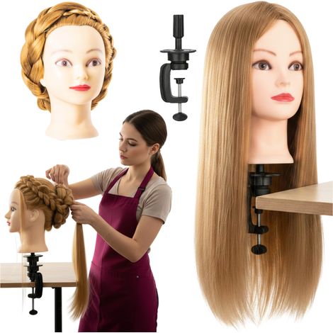 Friseur-Übungsstativkopf 70 cm Braun (1/5)