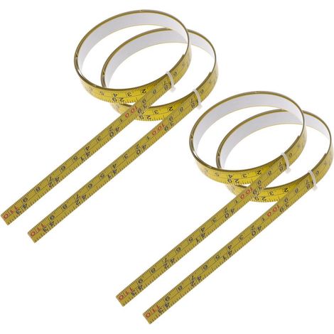 Gatuida Lot de 4 Mètres Rubans Adhésifs Auto-Adhésifs en Acier 1 Mètre avec Graduations Métriques et Impériales Règle Autocollante Résistante pour Établi Bricolage et Travaux Précis