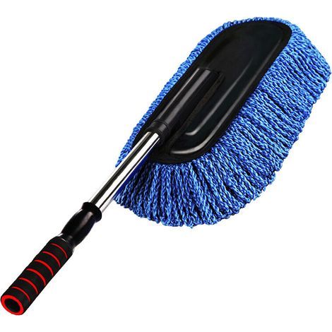 Brosse de lavage de voiture, Microfibre Anti-statique voiture nettoyage cire Drag Duster Remover, voiture Duster Remover Poignée télescopique amovible voiture brosse pour laver la voiture (bleu) (1/5)