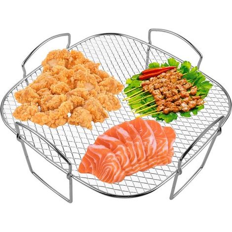 Grille pour friteuse à air chaud : 20 x 20,5 x 10 cm, acier inoxydable 304, accessoire carré. Compatible avec les friteuses à air chaud Cosori. (1/5)
