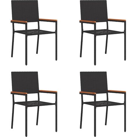 Lot de 4 Chaises empilables de jardin,Chaise d'extérieur Noir et Marron CFW2150724 (1/5)