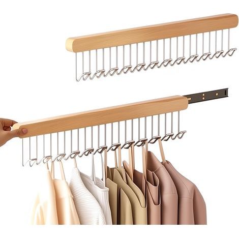 2 ausziehbare Kleiderbügel für Schränke - 12 Schnallen für Gürtel, Krawatten, Westen, Schals und Schmuck - Linke Schienenverlängerung für Kleiderschränke und Schränke.