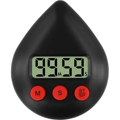 Minuteur de cuisine, minuteur de douche numérique étanche, 5 couleurs, en forme de goutte d'eau, à économie d'énergie, avec ventouse pour la cuisine, la douche, la salle de bain, la salle de sport ou (1/4)