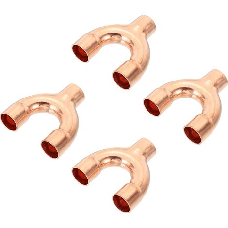 1/2 Inch ID Raccord En Cuivre, 4Pcs 3 Voies Type Y 99.9% Naturel Raccord De Tuyau En Cuivre Soudure Pour HVAC Air Conditioning Plumbing Refrigeration Pipe (1/5)