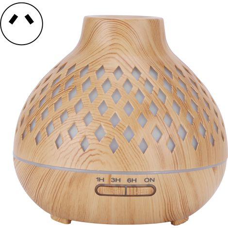 Diffuseur d'air électrique 400ml, grain bois clair, humidificateur d'arôme avec veilleuse d'ambiance, prise AU 100-240V (1/5)