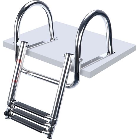 Applicable Échelle de bateau à 3 marches pliable en acier inoxydable avec pédale (1/5)