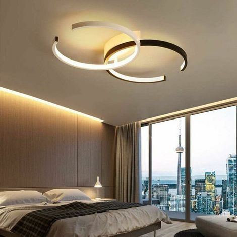 LED Plafonnier Anneau Dimmable Salon Lampe Luminaire 64W Moderne avec Télécommande Chic Métal Acrylique Lampe de plafond Lustre pour Chambre Salle à manger Bureau Plafond Suspension Lampe