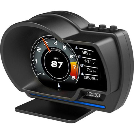 Affichage tête haute OBD2 + GPS, compteur de vitesse intelligent, alarme de régime moteur turbo pour voiture et camion (1/5)