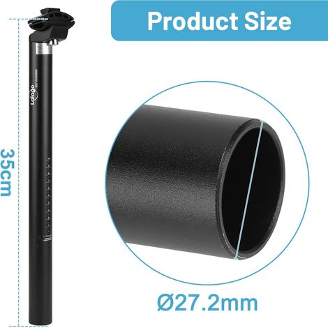 LALAGO Tige de Selle de Vélo 27.2mm en Aluminium Tube de Selle 350mm pour VTT Vélo de Course Bike Track