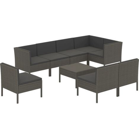 Maison Exclusive - 9-tlg. Garten-Lounge-Set mit Auflagen Poly Rat