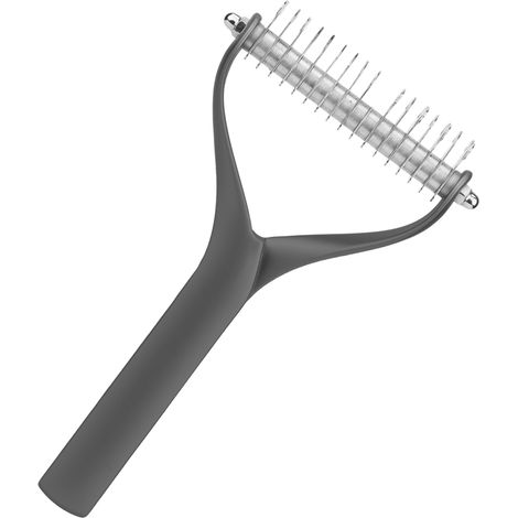 Brosse de toilettage pour animaux de compagnie, peigne à sous-poil double face, pour chiots et chats, démêlant les nœuds, noir, grand format (1/5)