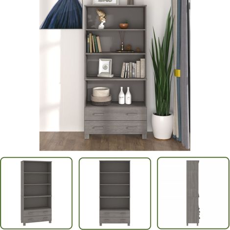 The Living Store Buffet HAMAR Bois massif de pin Gris clair - Buffet En Bois - Meuble De Rangement - Mobilier De Salon - Commode - Armoire (1/5)