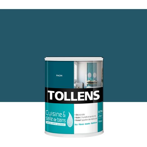 Tollens – Peinture anti humidité satin 0,75L – Ultra résistante pour murs et boiseries – Couverture 9m² – Séchage rapide 2h