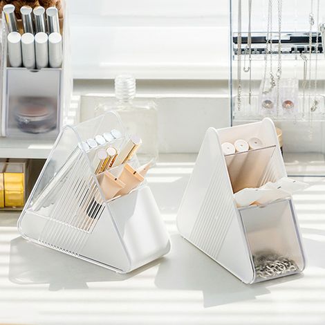 Porte-crayons multifonction à insertion inclinée, triangle plastique 16.5x7x15cm (210g) organise bureau & rangement stylos cosmétiques (1/5)