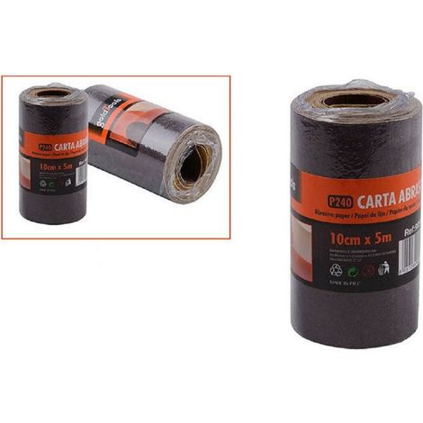 TRADE SHOP - 2 Rotoli Carta Vetrata Abrasiva 5 Metri Grana P240 Levigare Smussare -