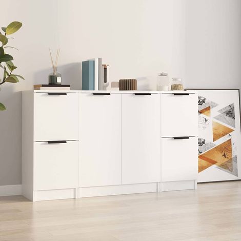 Buffets 3 pcs - Armoire de rangement Enfilade Blanc Bois d'ingénierie BV297584 - BonneVie (1/5)