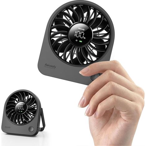 Mini ventilateur de bureau portable – Ventilateur USB rechargeable à main – 4 vitesses réglables, fonctionnement silencieux et rotation 180° – Pour voyage, bureau et cadeau femme