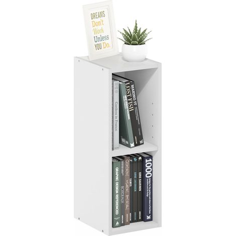 Étagère à Livres, bibliothèque étroite à 2 Niveaux, bibliothèque avec étagère de Rangement de 20.3 cm de Largeur, 23.6 x 20.1 x 53.9, pour Salon, Chambre, Bureau à Domicile, Blanc (1/5)
