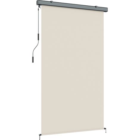 Vertikale Außenrollo 250 x 160 cm, cremefarben, mit Kurbelgriff und Aluminiumkassette