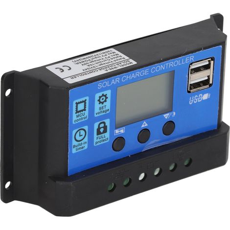 Contrôleur de charge solaire avec écran LCD, contrôle PWM, 10 A, 12 V/24 V, reconnaissance automatique de la puissance (1/5)