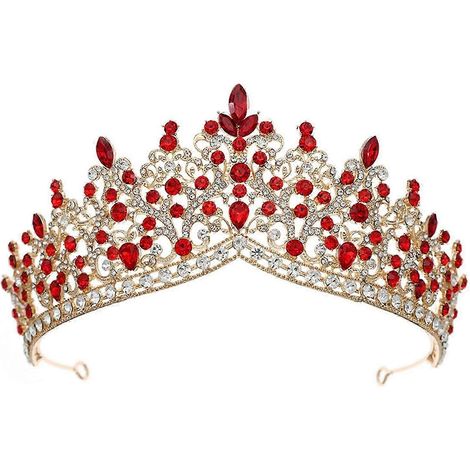 Hochzeitstiara, Braut-Haarschmuck, elegante Haarspange, modisches Kronen-Haarband, Haarband für Abschlussball, Geburtstag, Hochzeit, Mädchen-Style B Aureate Red (1/4)