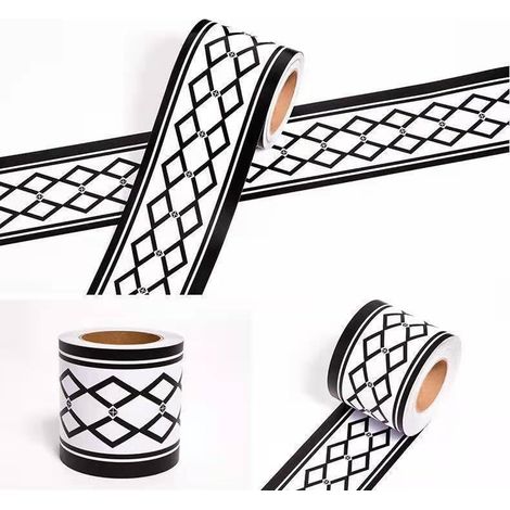 Bordure de papier peint K13 Décoration Murale Amovible Frise Murale Autocollant Papier Peint Autocollant Imperméable en PVC Plinthe Autocollant 12cm X 500cm (1/3)