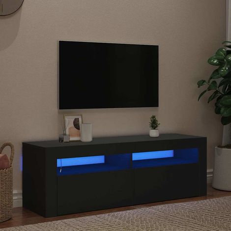vidaXL Mueble de TV con luces LED negro 120x35x40 cm (1/5)