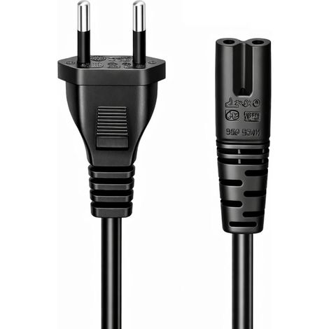 Chargeur Euro Type C7, Cordon d'Alimentation Européen Durable, Câble d'Alimentation 2 Broches pour JBL Partybox 110, 310, 710, 1,5 m, Noir, Compatible avec PS5, PS4, Enceinte, TV (1/5)