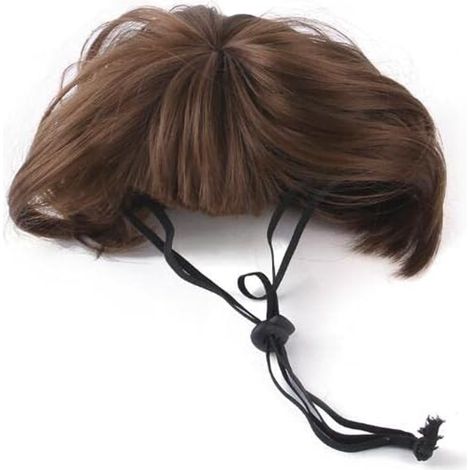 1 perruque pour chien, coiffure cosplay courte marron, accessoire tête déguisement Halloween Noël fêtes, ajustable 26-60 cm (1/5)